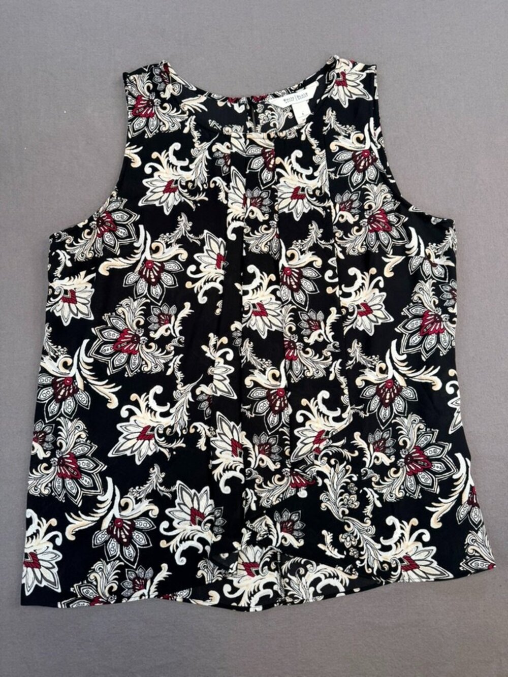 White House Black Market Sleeveless Blouse Floral Print Black Size 2 Women’s 8